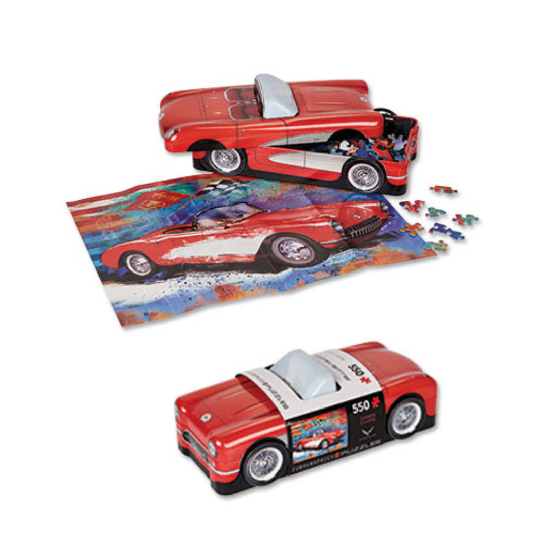 Corvette Cruising 550 Piece Puzzle In A Collectible Tin